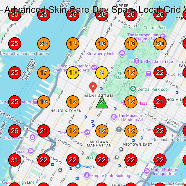 Advanced Skin Care Day Spa GeoGrid visibility map for Day Spa in Suite M-15